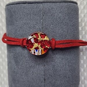 MURANO GLASS BEAD BRACLET IN RED\GOLD FROM ITALY